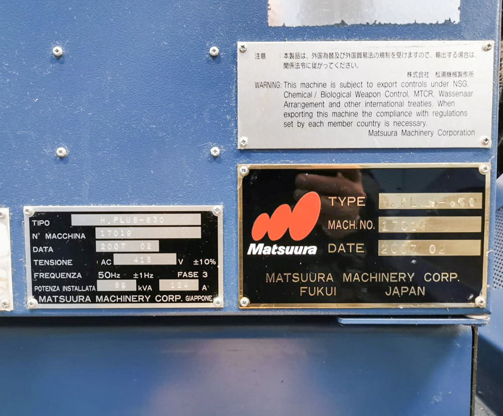 MATSUURA H-630 PLUS (CNC0512) • 3axis Group