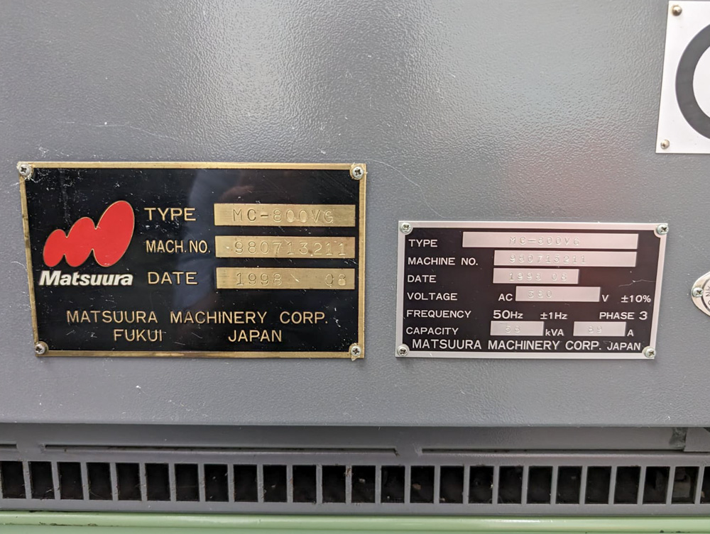 MATSUURA MC-800 VG (CNC0556) • 3axis Group
